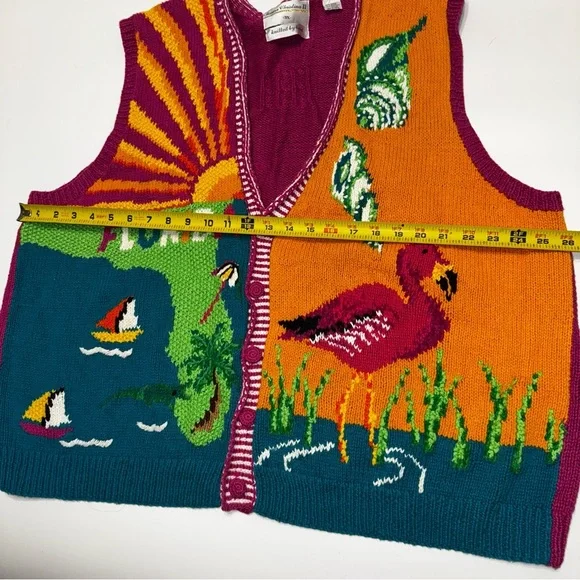 Vintage Texas Rodeo Hand Knit Marisa Christina Sweater Vest (1990s) 3X - Picture 5 of 11